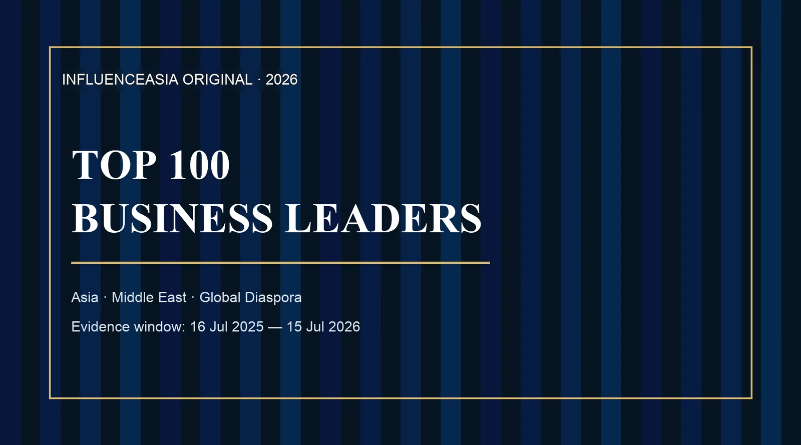 Top 100 Business Leaders 2026 InfluenceAsia Original cover