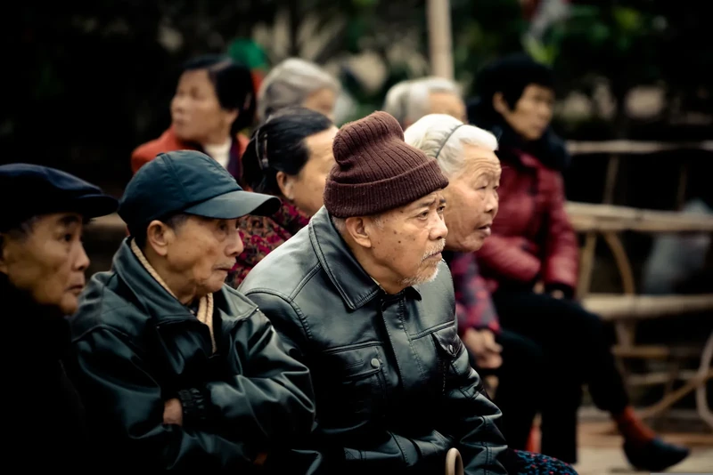 Older adults gathered outdoors in China