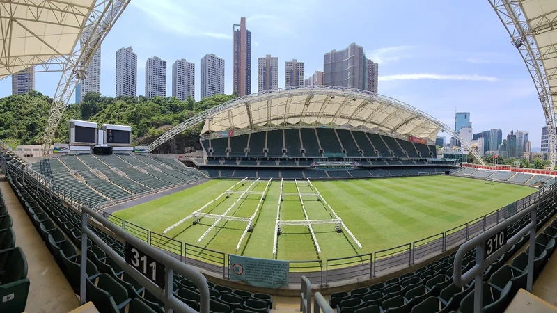 A panoramic interior view of Hong Kong Stadium and its seating