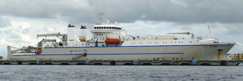Cable-laying ship Tyco Responder at sea, shown as an illustrative file photograph