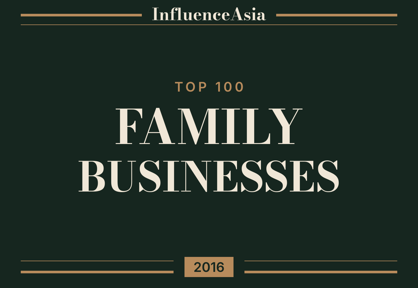 InfluenceAsia Top 100 Family Businesses 2016 banner